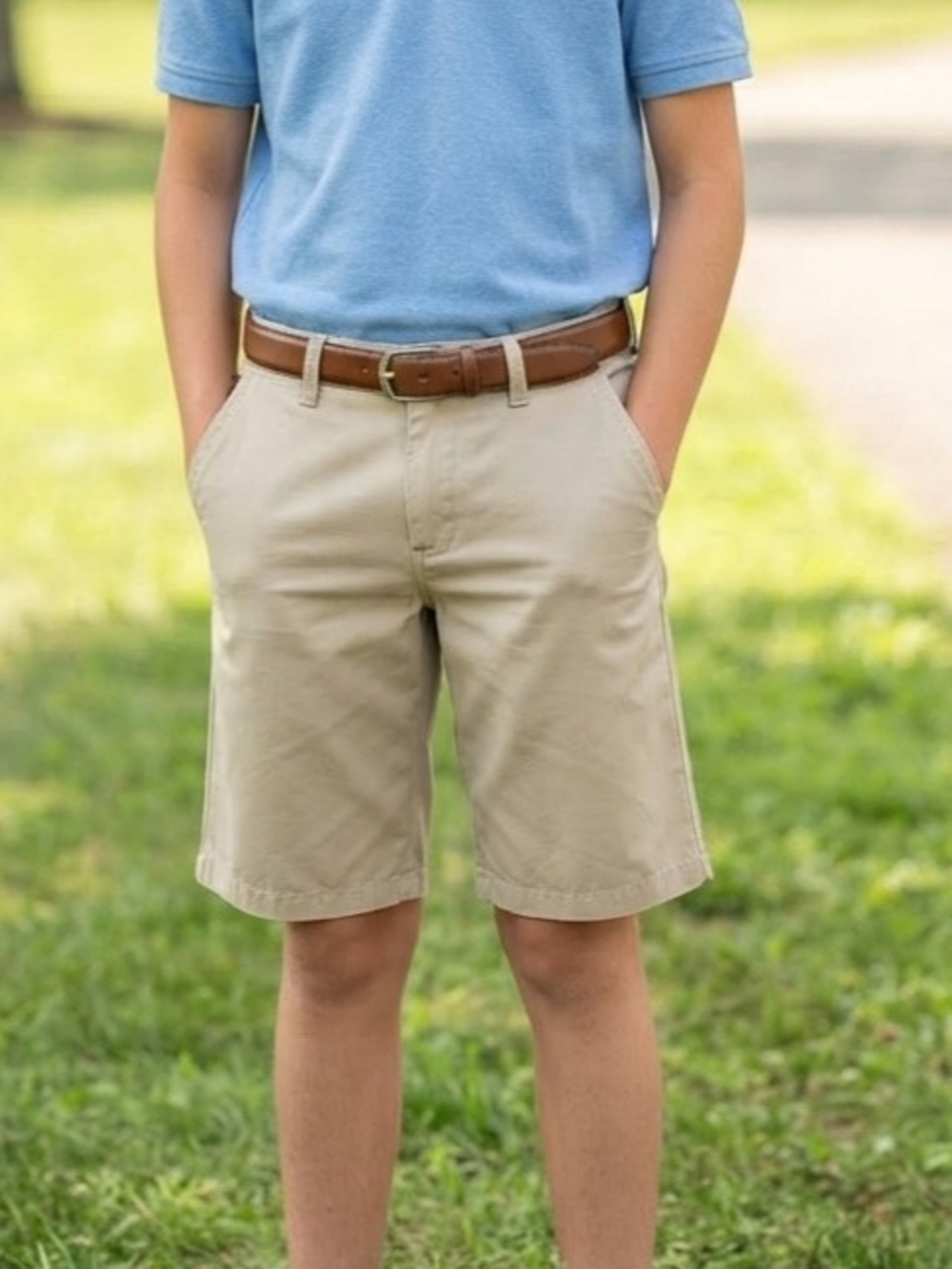 IZOD Boys Chino Shorts Khaki Size 16 Regular Polyester Twill UPF 50+ Waist NWT